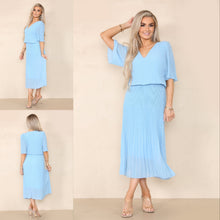Load image into Gallery viewer, Plain Plissee Layered Midaxi Dress
